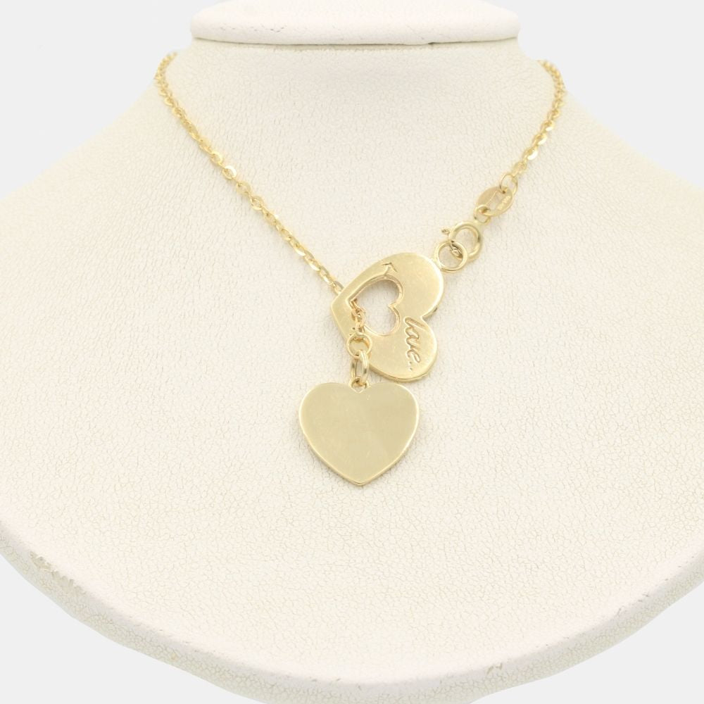 Gargantilla de Oro 14k Corazones Enlazados de Diseño Ajustable mod. 8067