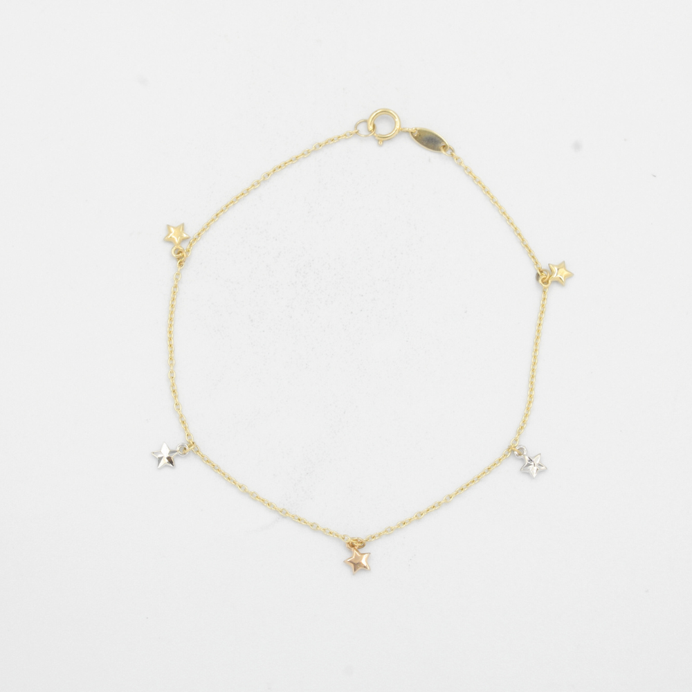 Pulsera de Oro 14k con Pequeñas Estrellas Brillantes mod. 6987