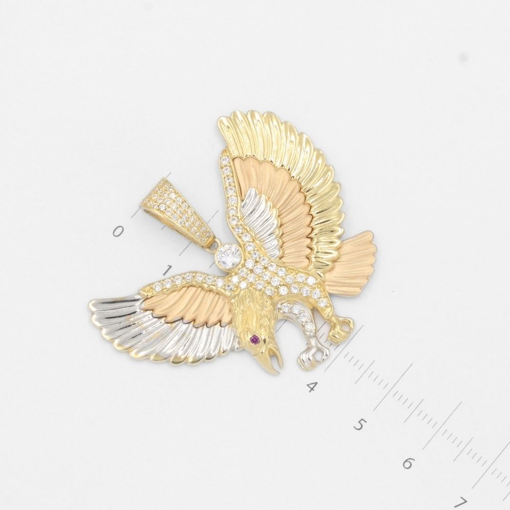 Dije de Oro 14k Águila Brillante Incrustada con Zirconias mod. 7706