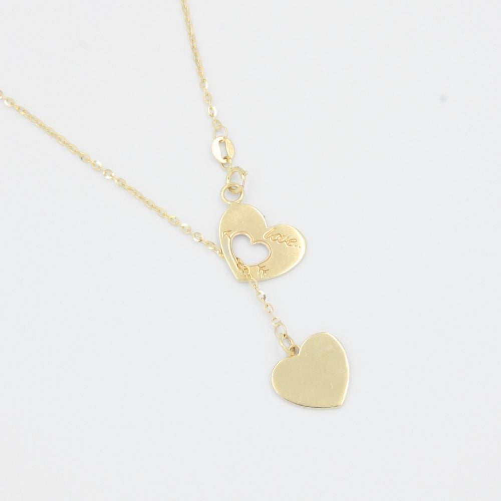 Gargantilla de Oro 14k Corazones Enlazados de Diseño Ajustable mod. 8067