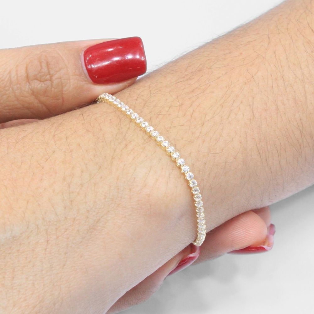 Pulsera de Oro 14k Modelo Tenis con de Zirconias Brillantes mod. 8255