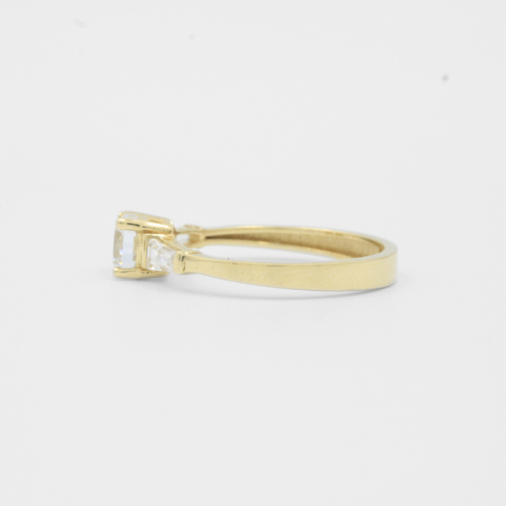 Anillo de Compromiso Oro 14k Elegante con Zirconias Baguette mod. 7970