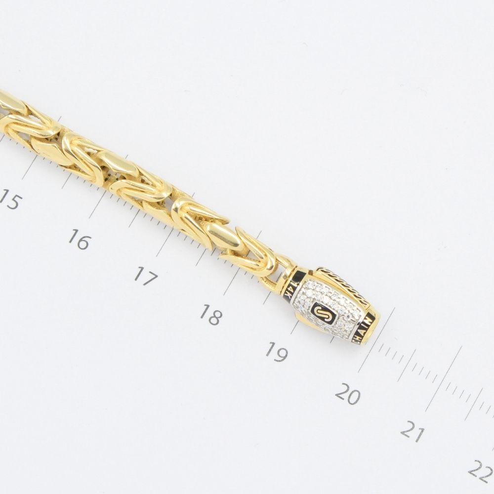 Pulsera Mónaco Chain 14k de Tejido Bizantino Hueco con Broche Incrustado de Swarovski mod. 8294