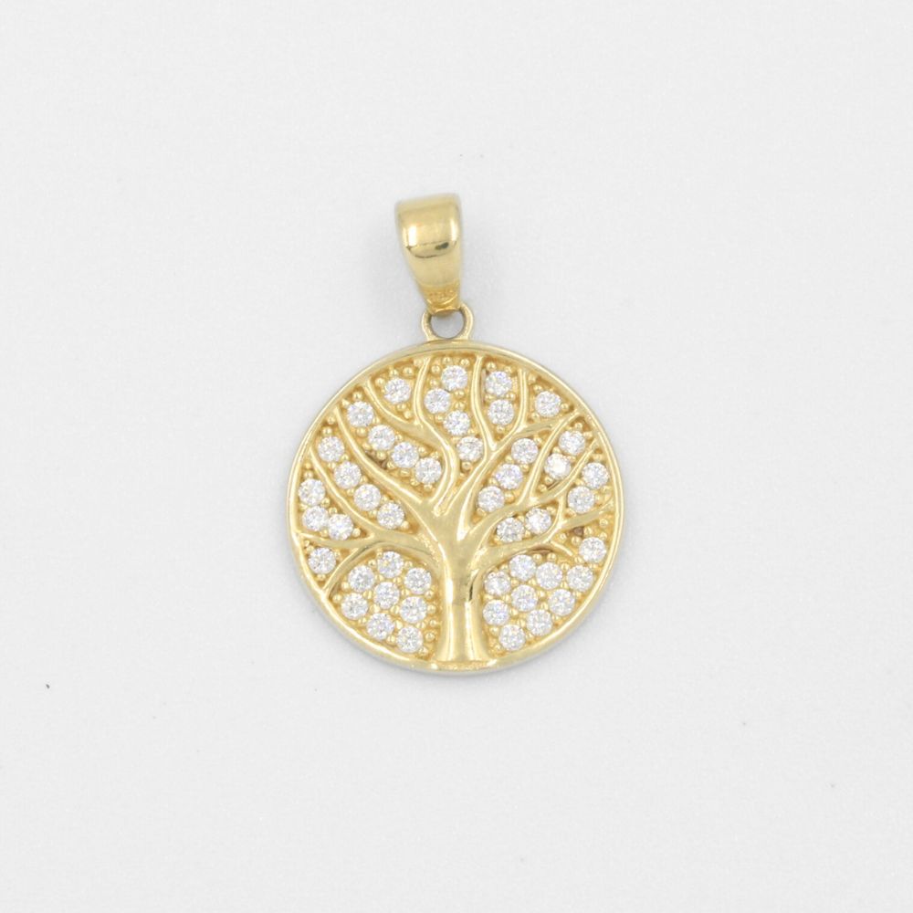 Dije de Oro 14k de Diseño Circular con Árbol de la Vida y Zirconias mod. 7824