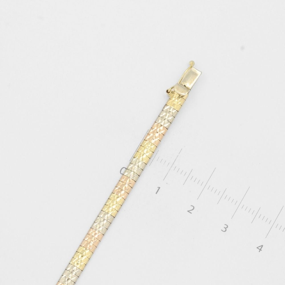 Pulsera de Oro 14k Tejido Cleopatra Fino con Diamantado mod. 8206