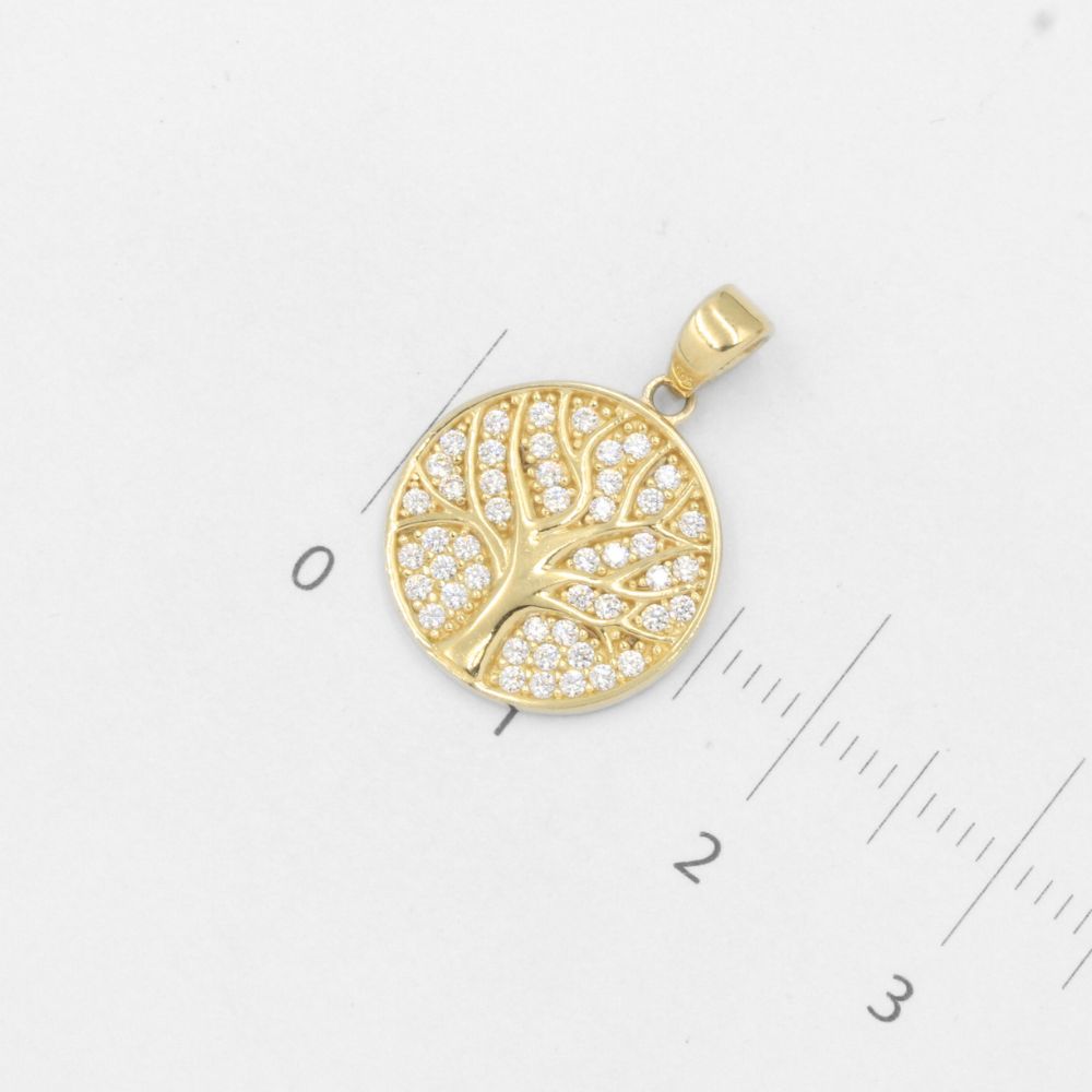 Dije de Oro 14k de Diseño Circular con Árbol de la Vida y Zirconias mod. 7824