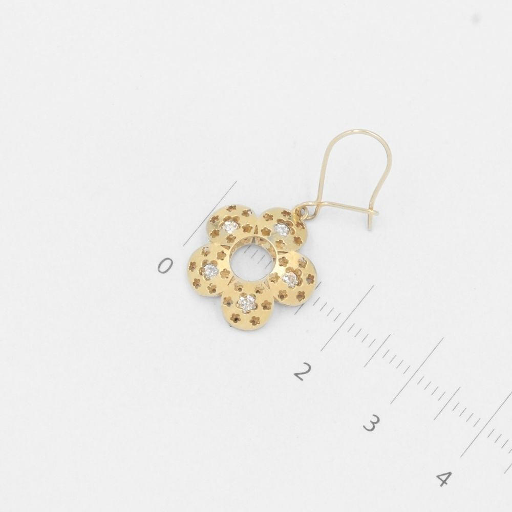 Arete de Oro 14k Flor Especial con Zirconias Dentro mod. 7770