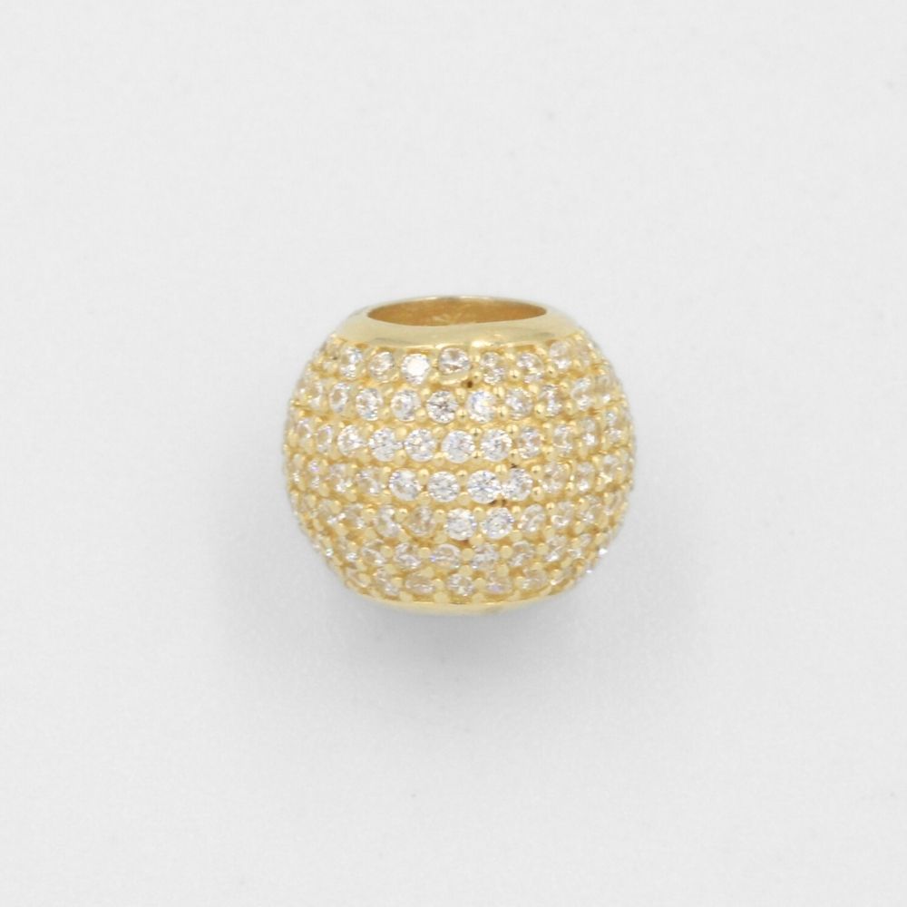 Charm de Oro 14k Bola de Fuego Especial Hueca con Zirconias mod. 7797