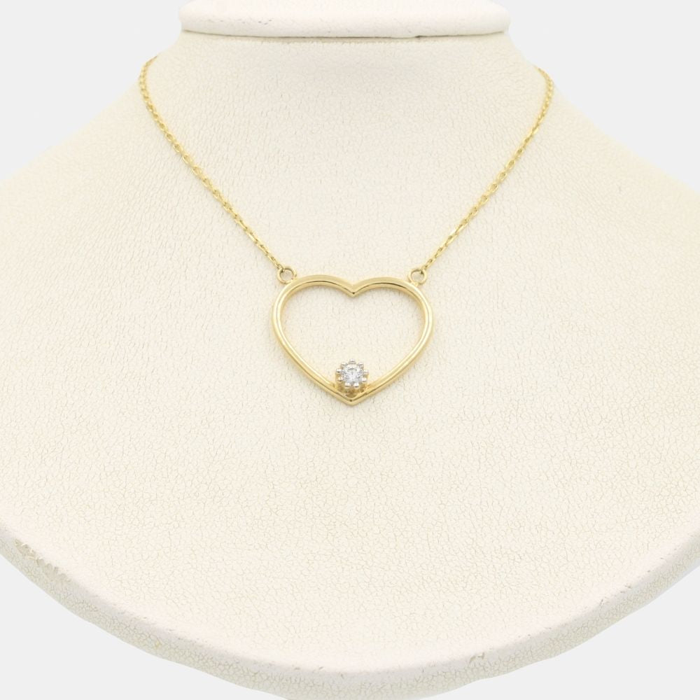 Gargantilla de Oro 14k Corazón Tubular con Zirconia Brillante mod. 8069