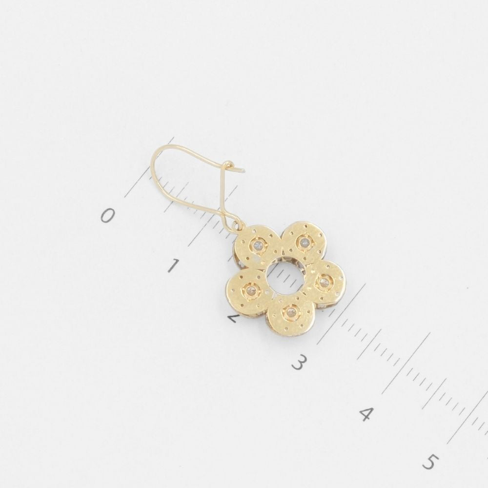 Arete de Oro 14k Flor Especial con Zirconias Dentro mod. 7770