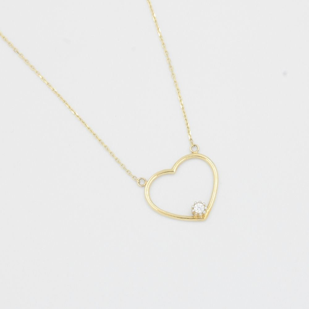 Gargantilla de Oro 14k Corazón Tubular con Zirconia Brillante mod. 8069