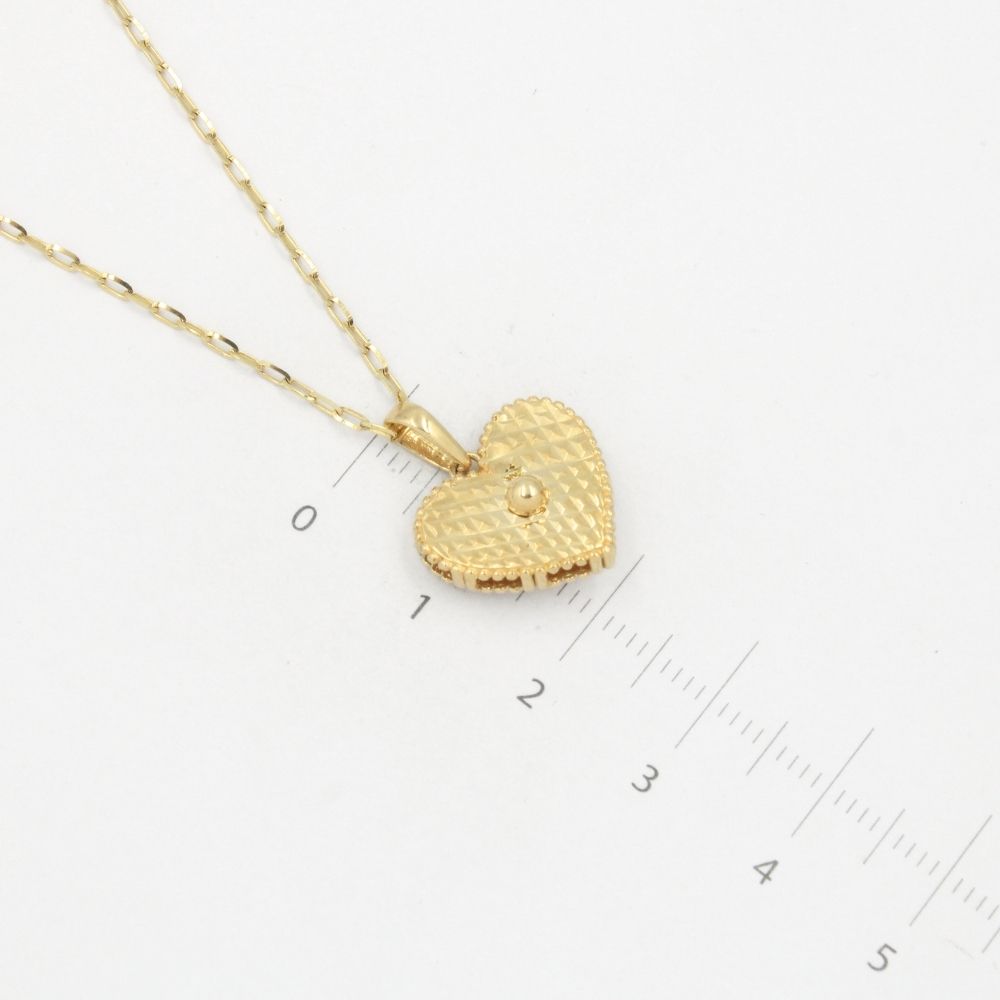 Coordinado de Oro 14k en Diseño de Corazón Diamantado Hueco mod. 8597