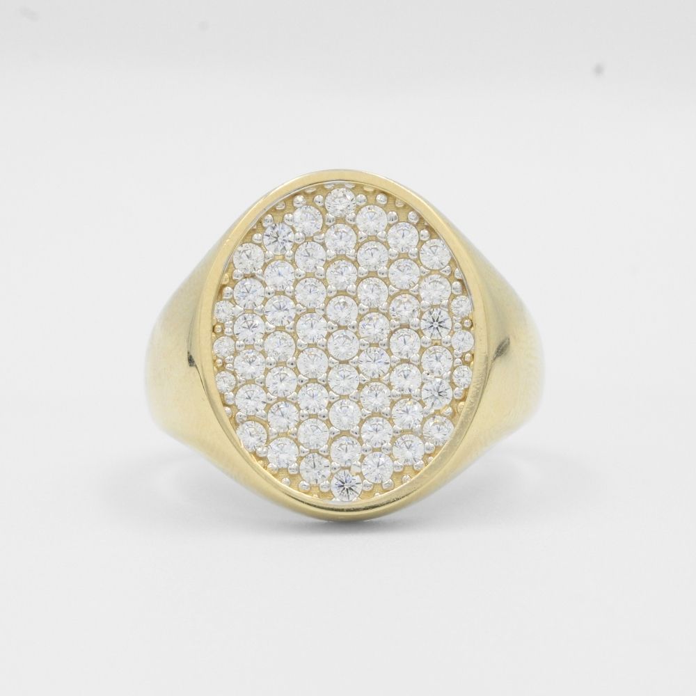 Anillo de Oro 14k de Diseño Confort y Centro de Zirconias Brillantes mod. 7936