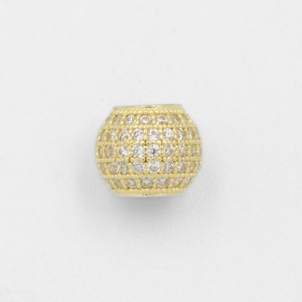 Charm de Oro 14k Bola de Fuego Mediana Hueca con Zirconias mod. 7798