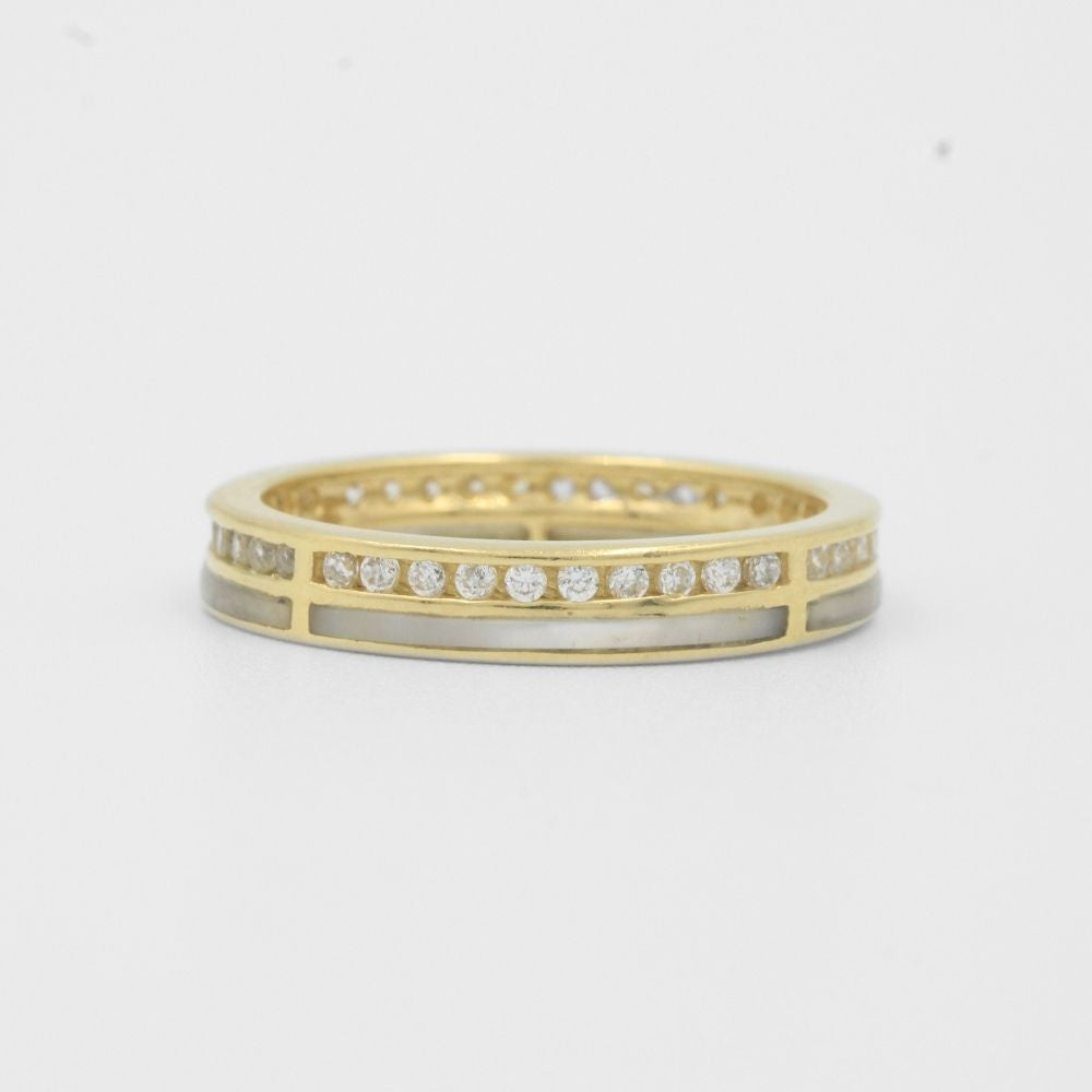 Anillo de Oro 14k con Zirconias y Madre Perla mod. 8110