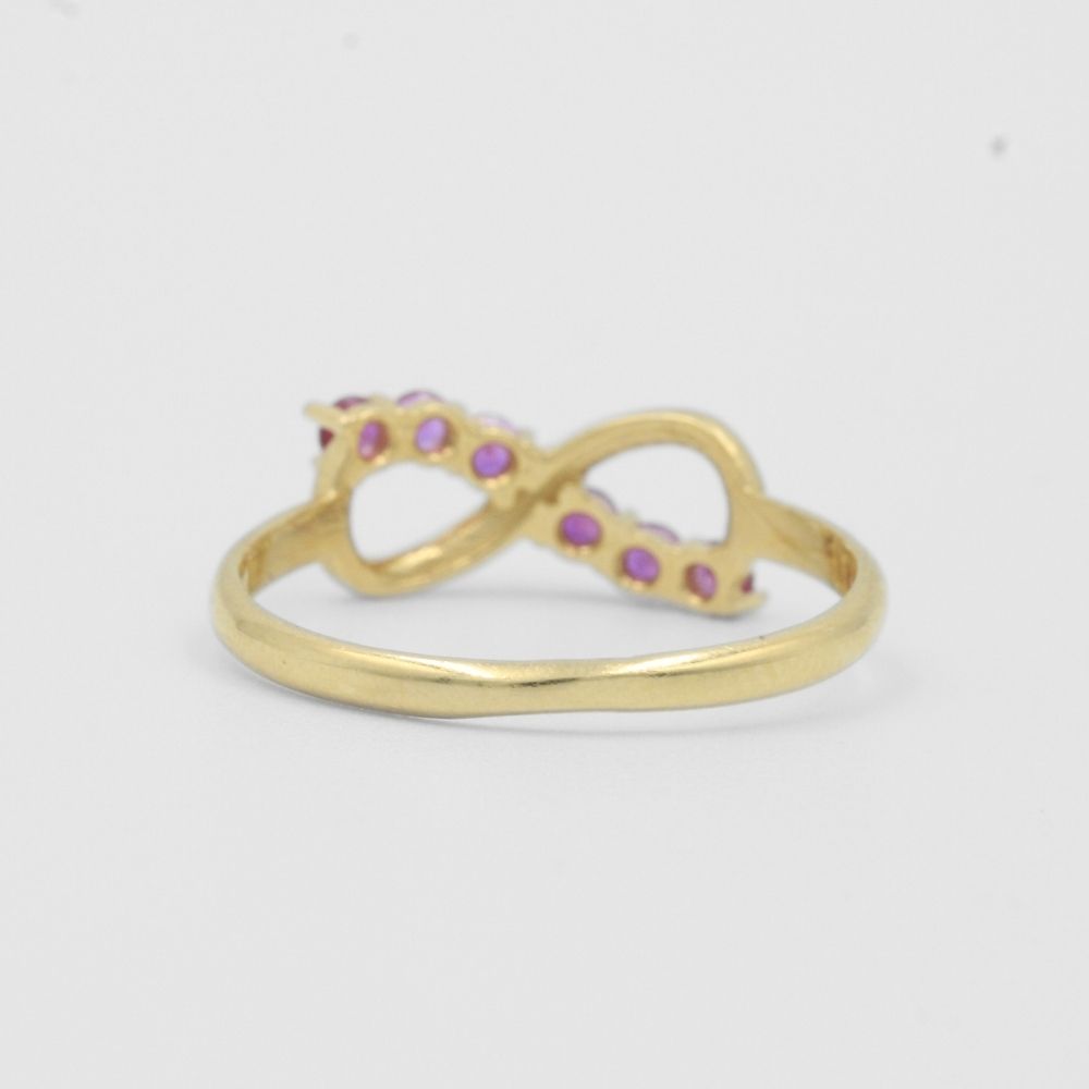 Anillo de Oro 14k Infinito con Zirconias Magenta mod. 8180