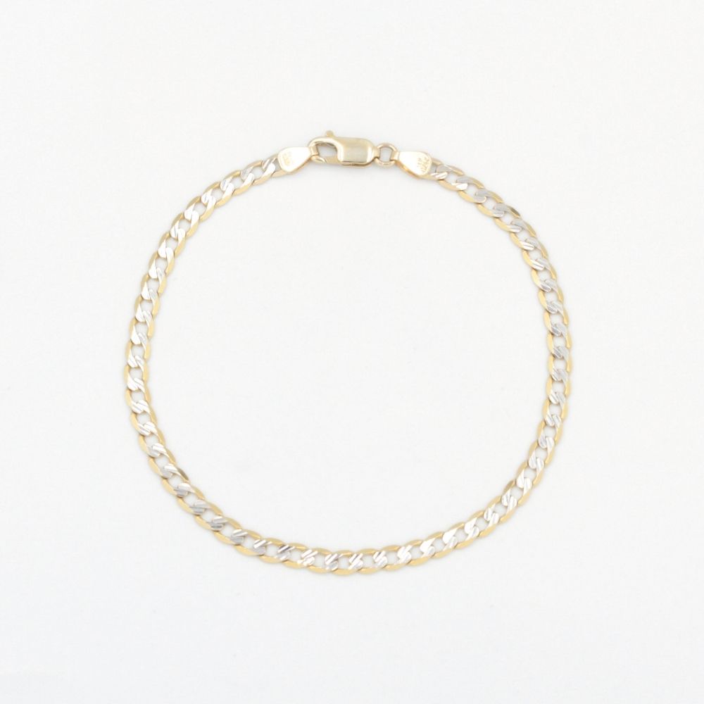 Pulsera de Eslabón en Tejido Sólido Barbado con Diamantado Blanco mod. 8324