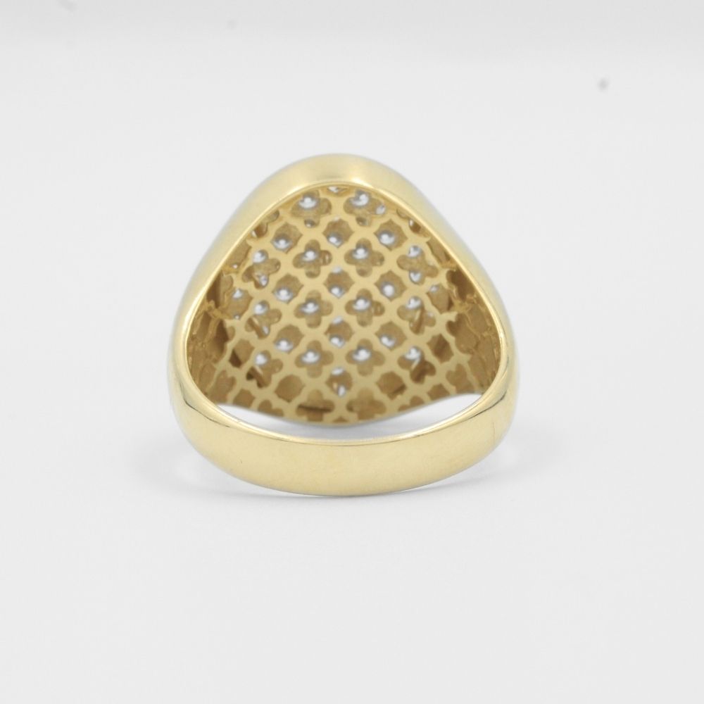 Anillo de Oro 14k de Diseño Confort y Centro de Zirconias Brillantes mod. 7936