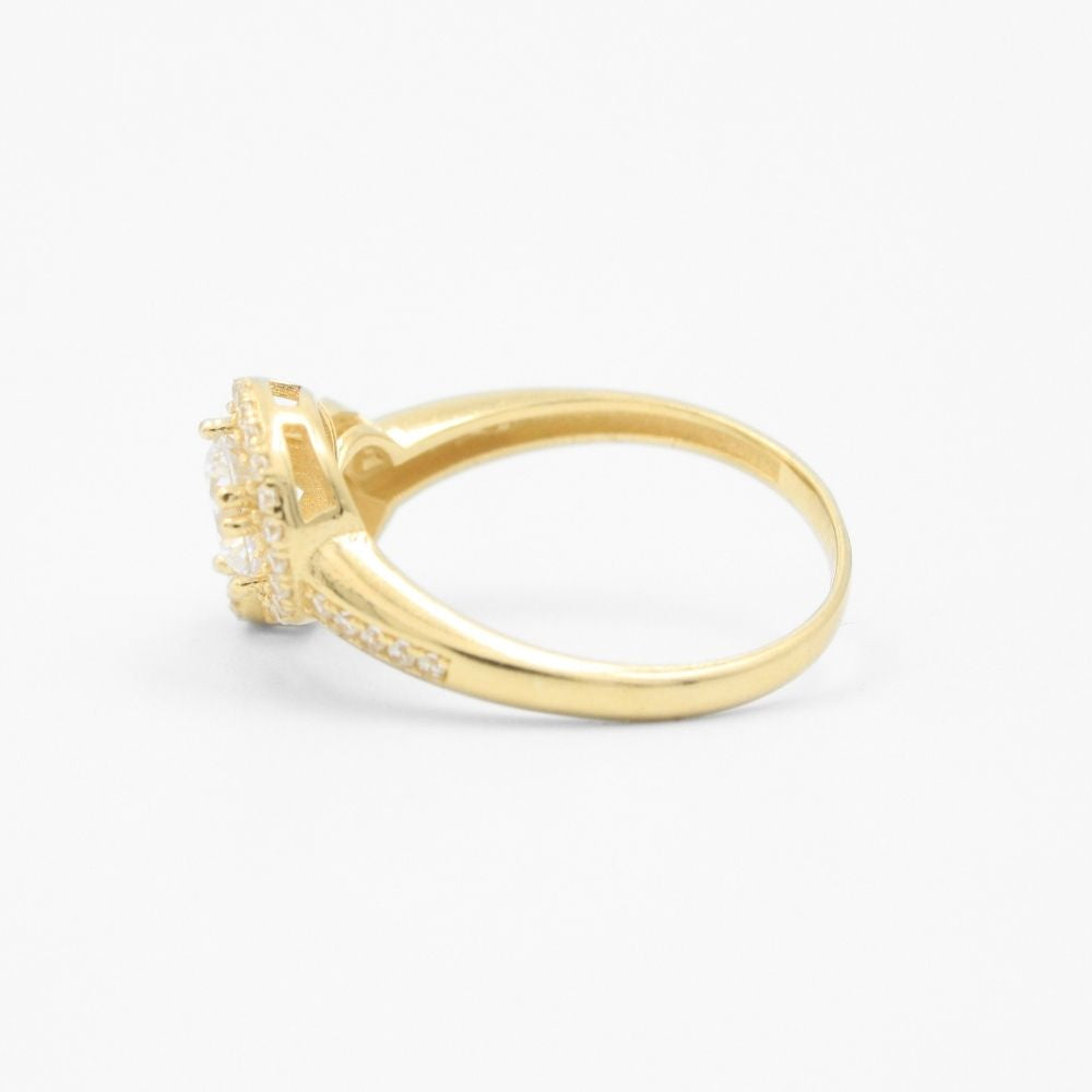 Anillo de Oro 14k en Diseño Pareja de Zirconias Brillantes mod. 8639