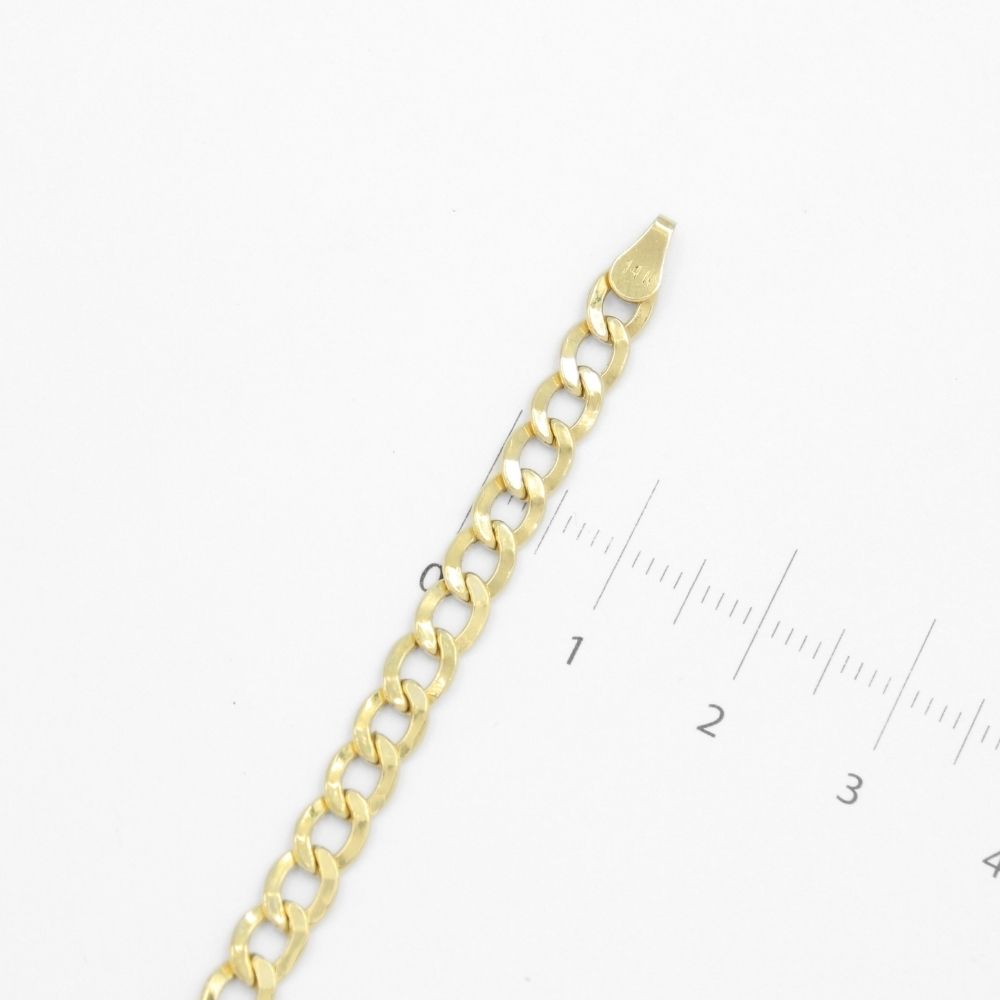 Pulsera de Eslabón de Oro 14k Tejido Barbado Hueco de Eslabón Estrecho Brillante mod. 8704