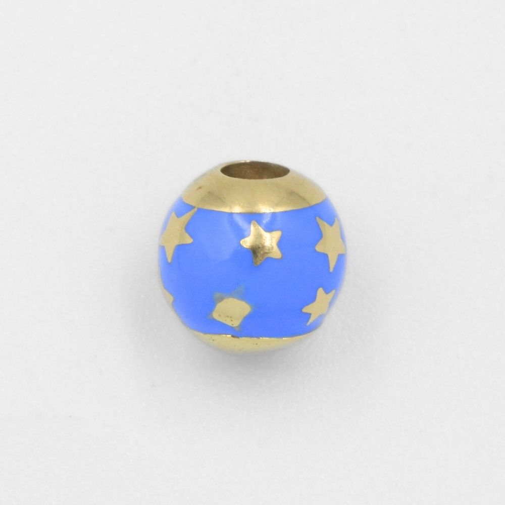 Charm de Oro 14k Balón Hueco con Esmalte y Estrellas Brillantes mod. 7799