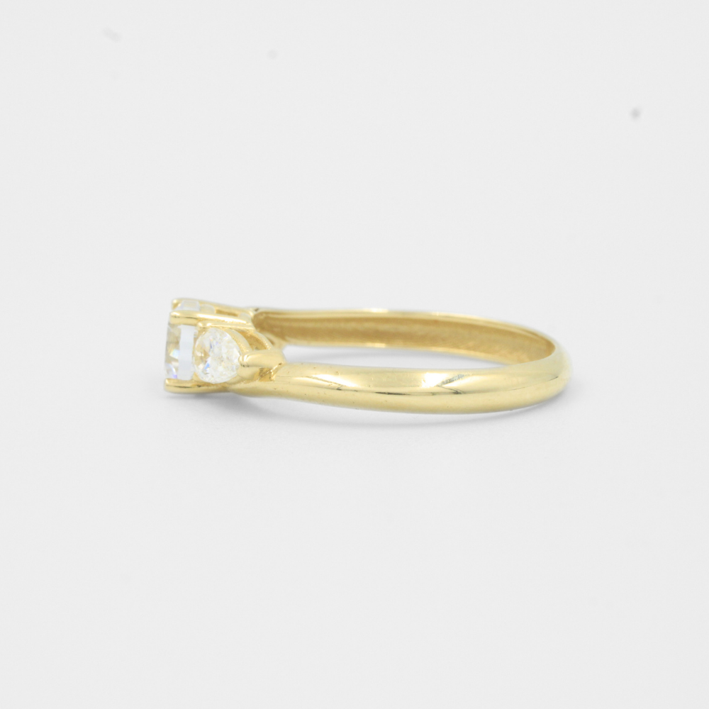 Anillo de Compromiso Oro 14k con Zirconias de Gota y Zirconia Central mod. 7960