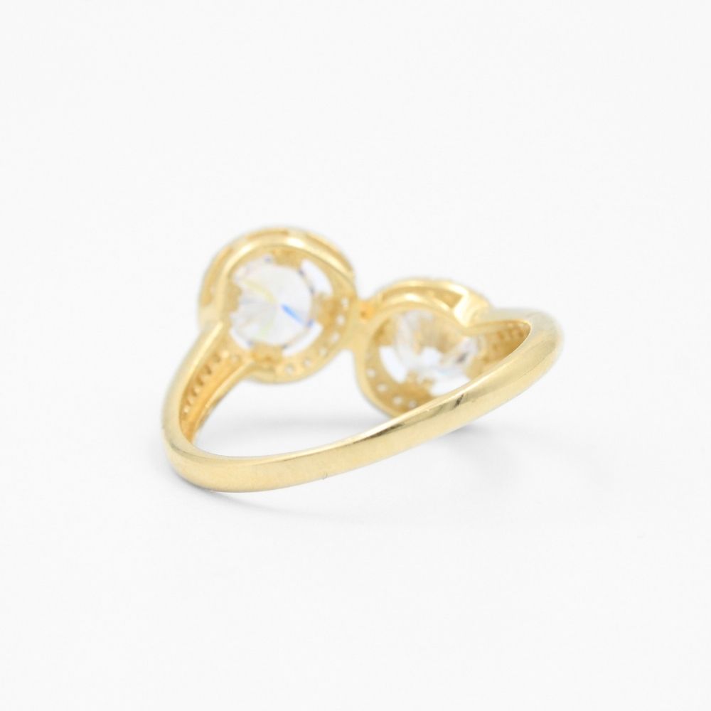 Anillo de Oro 14k en Diseño Pareja de Zirconias Brillantes mod. 8639