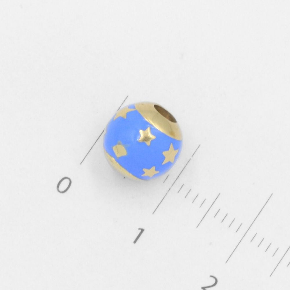 Charm de Oro 14k Balón Hueco con Esmalte y Estrellas Brillantes mod. 7799