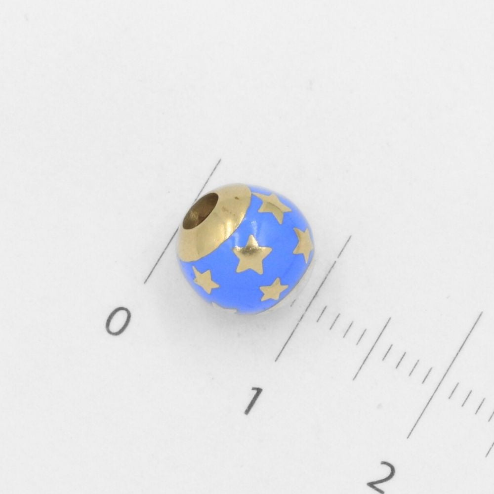 Charm de Oro 14k Balón Hueco con Esmalte y Estrellas Brillantes mod. 7799