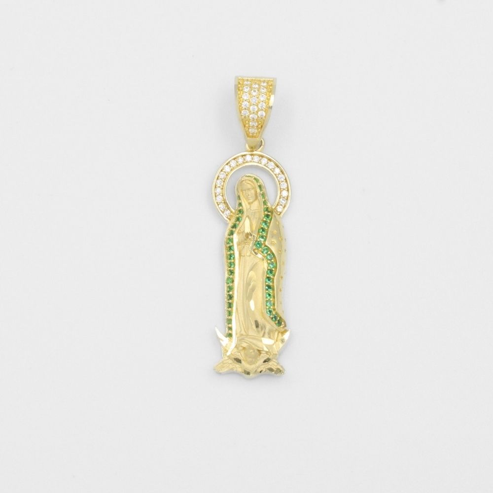 Dije de Oro 14k Virgen Guadalupe Incrustada con Zirconias mod. 8033