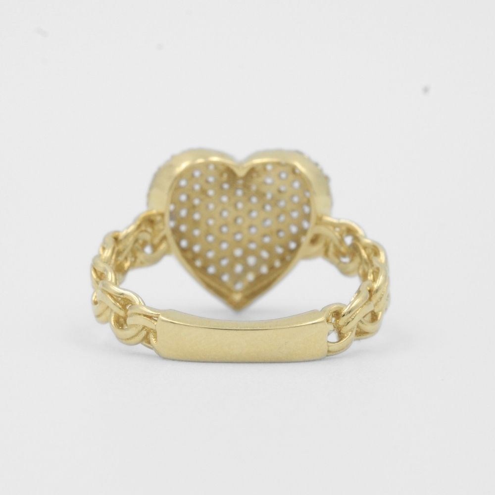 Anillo de Oro 14k Diseño de Eslabones con Corazón Elegante con Zirconias mod. 8182