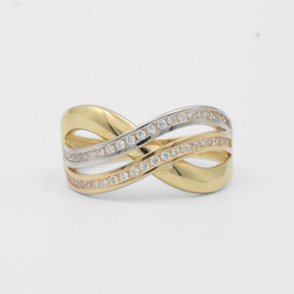 Anillo de Oro 14k Elegante con Incrustación de Zirconias Finas mod. 8183