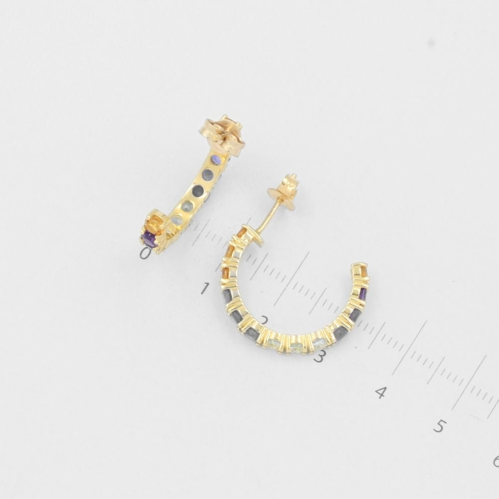 Arete de Oro 14k Semi Círculo con Zirconias de Colores mod. 8095