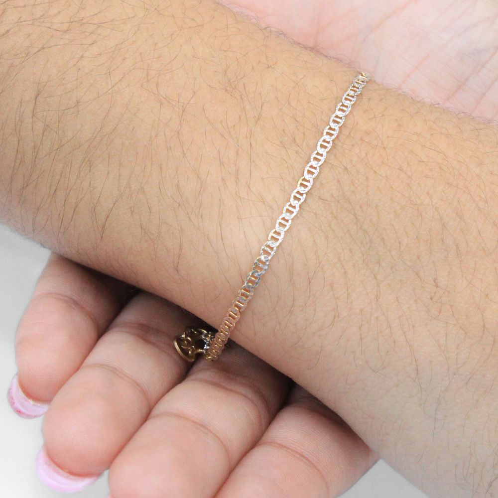 Pulsera de Eslabón Escalera con Diamantado Blanco mod. 8241