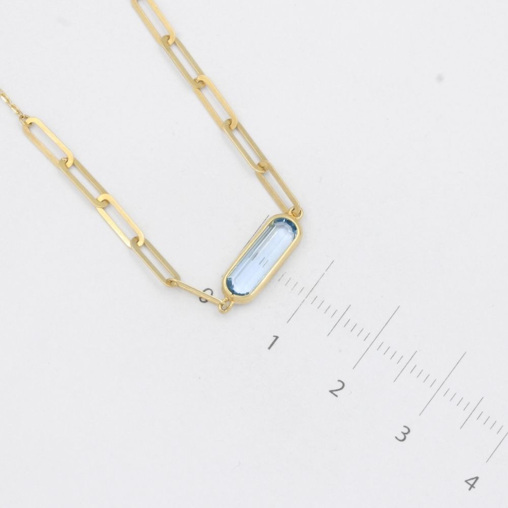 Coordinado de Oro 14k con Aquamarina en Diseño Paperclip Especial mod. 8060