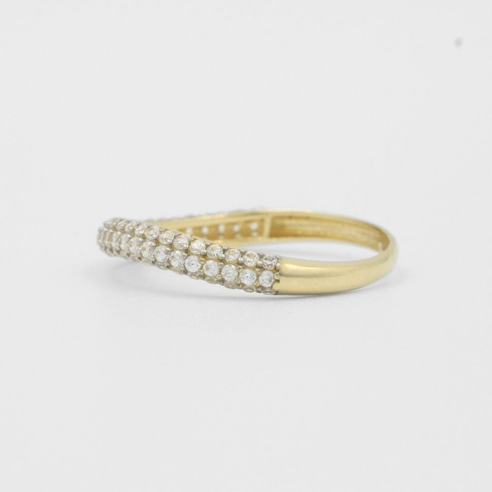 Anillo de Oro 14k Media Churumbela Ondulada con Zirconias Finas mod. 8184