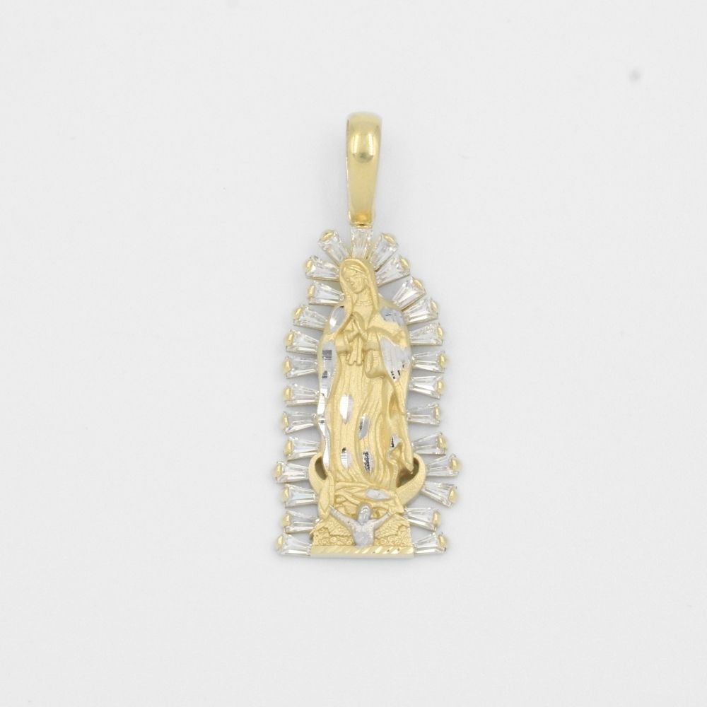 Dije de Oro 14k Virgen Guadalupe con Resplandor de Zirconias mod. 8035