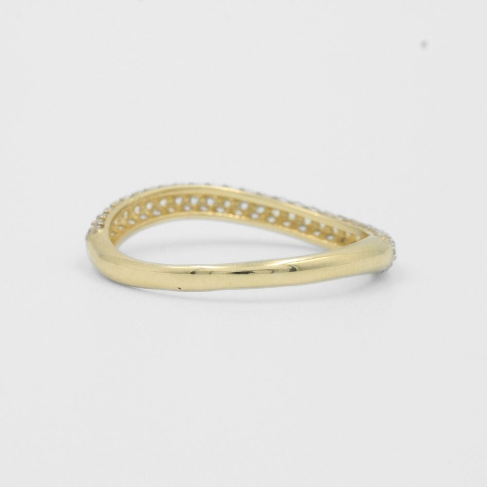 Anillo de Oro 14k Media Churumbela Ondulada con Zirconias Finas mod. 8184