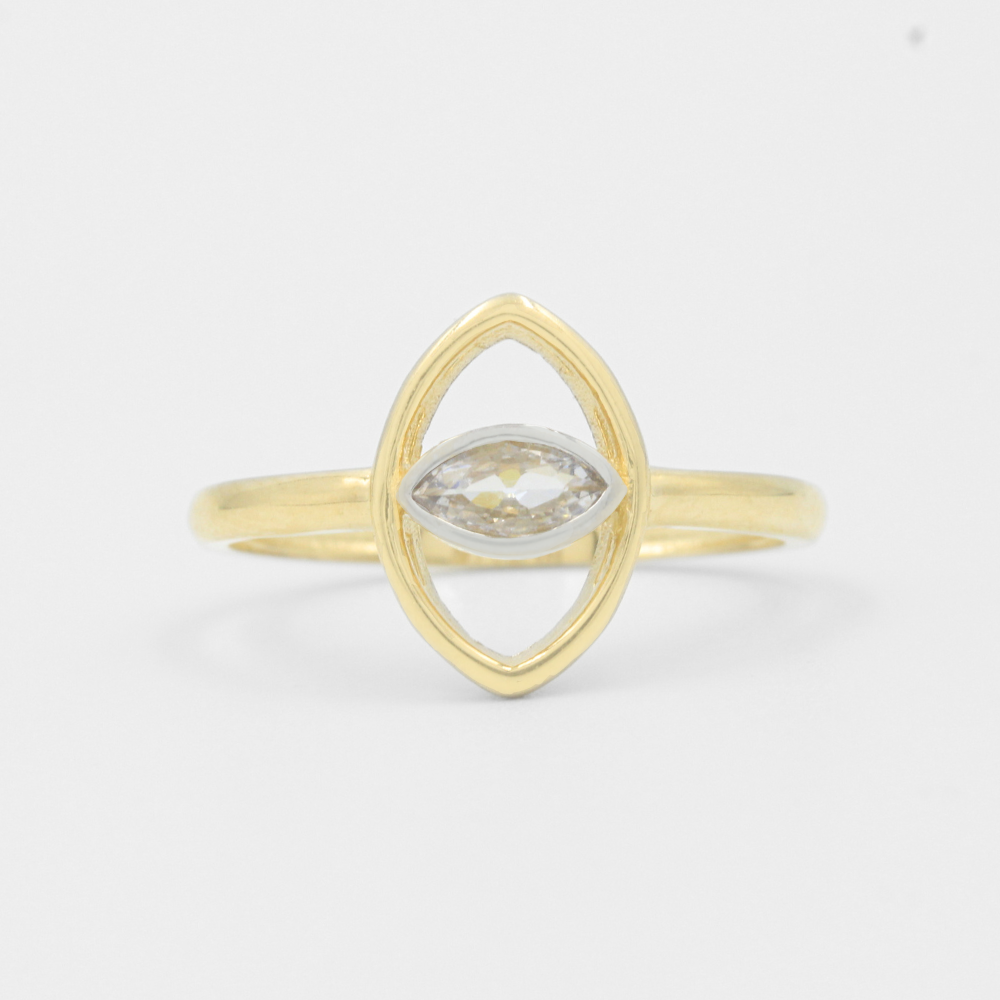 Anillo de Oro 14k Ojo de Zirconia Oval para Protección mod. 7978