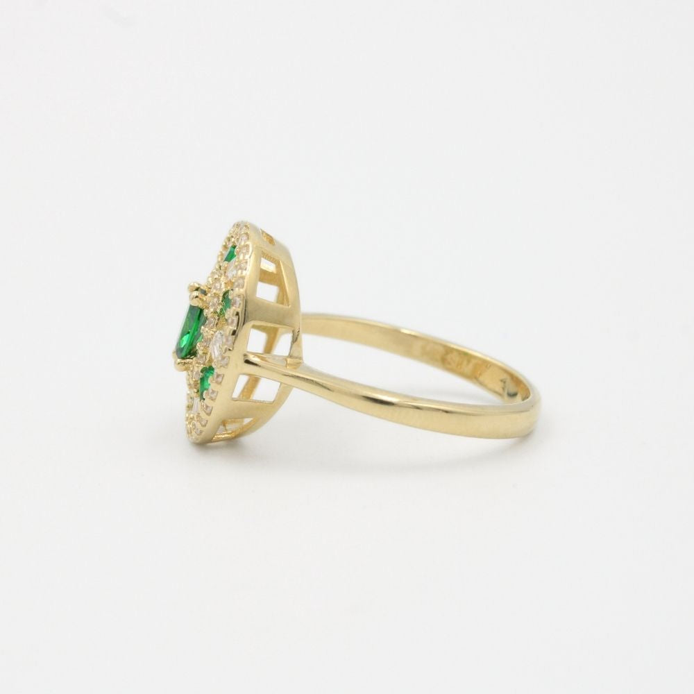 Coordinado de Oro 14k de Forma Oval Fina con Incrustación de Zirconias Verdes mod. 8599