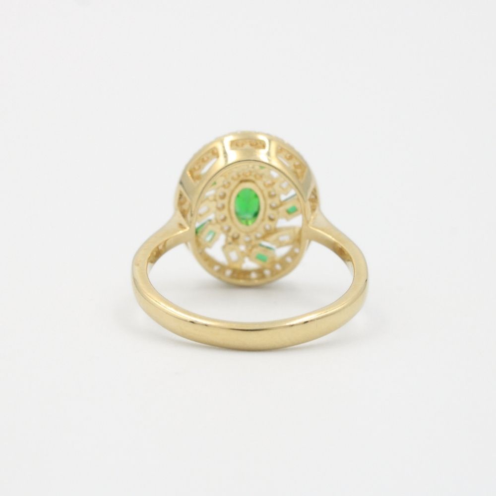 Coordinado de Oro 14k de Forma Oval Fina con Incrustación de Zirconias Verdes mod. 8599