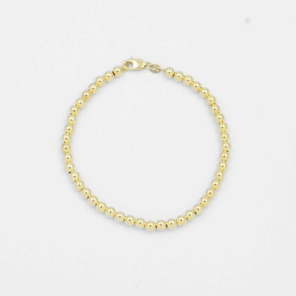 Pulsera de Oro 14k de Eslabones Huecos en Forma de Esferas Brillantes mod. 7945