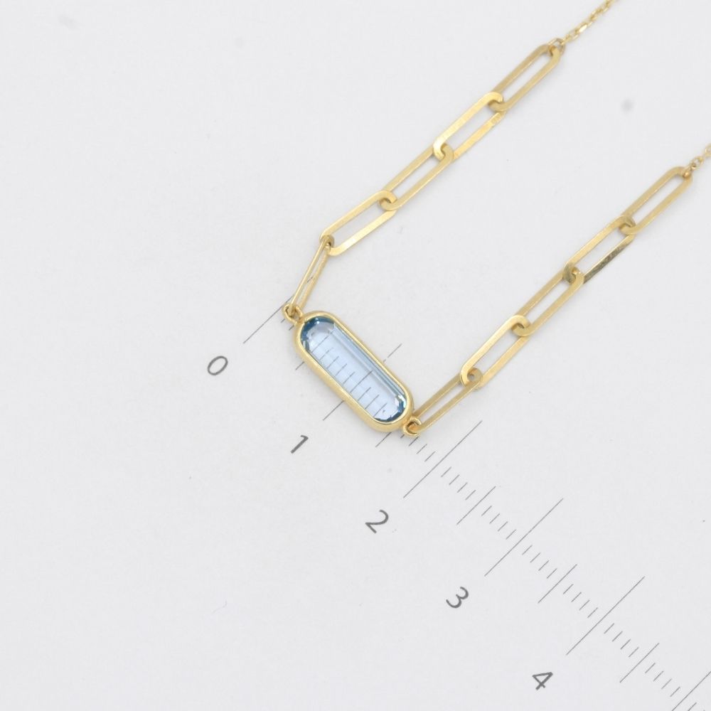 Coordinado de Oro 14k con Aquamarina en Diseño Paperclip Especial mod. 8060