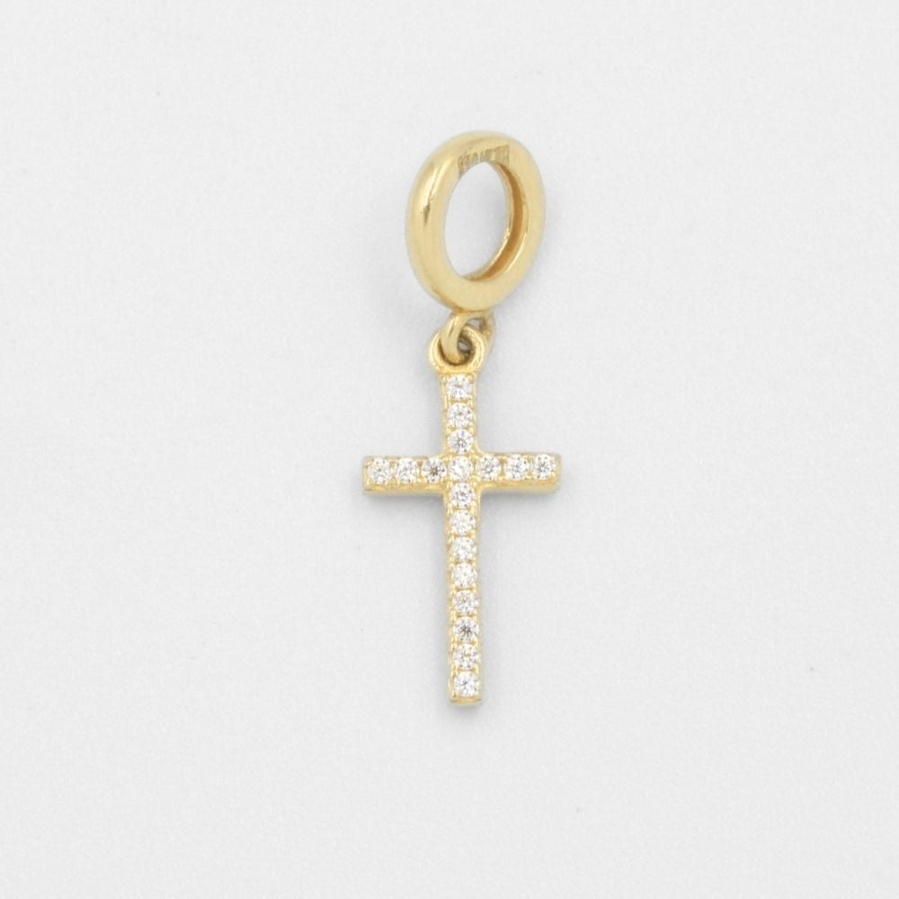 Charm de Oro 14k Aro y Cruz de Zirconias mod. 7805