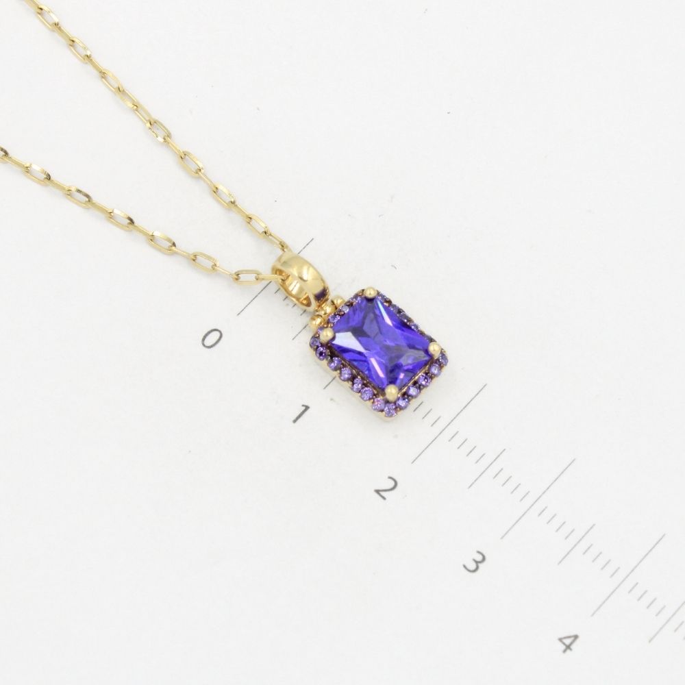 Coordinado de Oro 14k Especial de Diseño Morado Incrustado con Zirconias mod. 8600