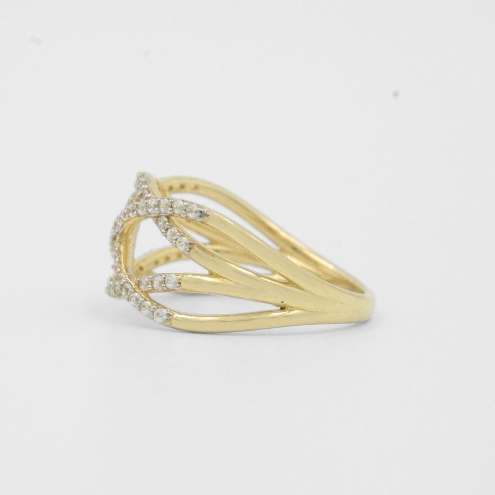 Anillo de Oro 14k Elegante con Zirconias Finas mod. 8117