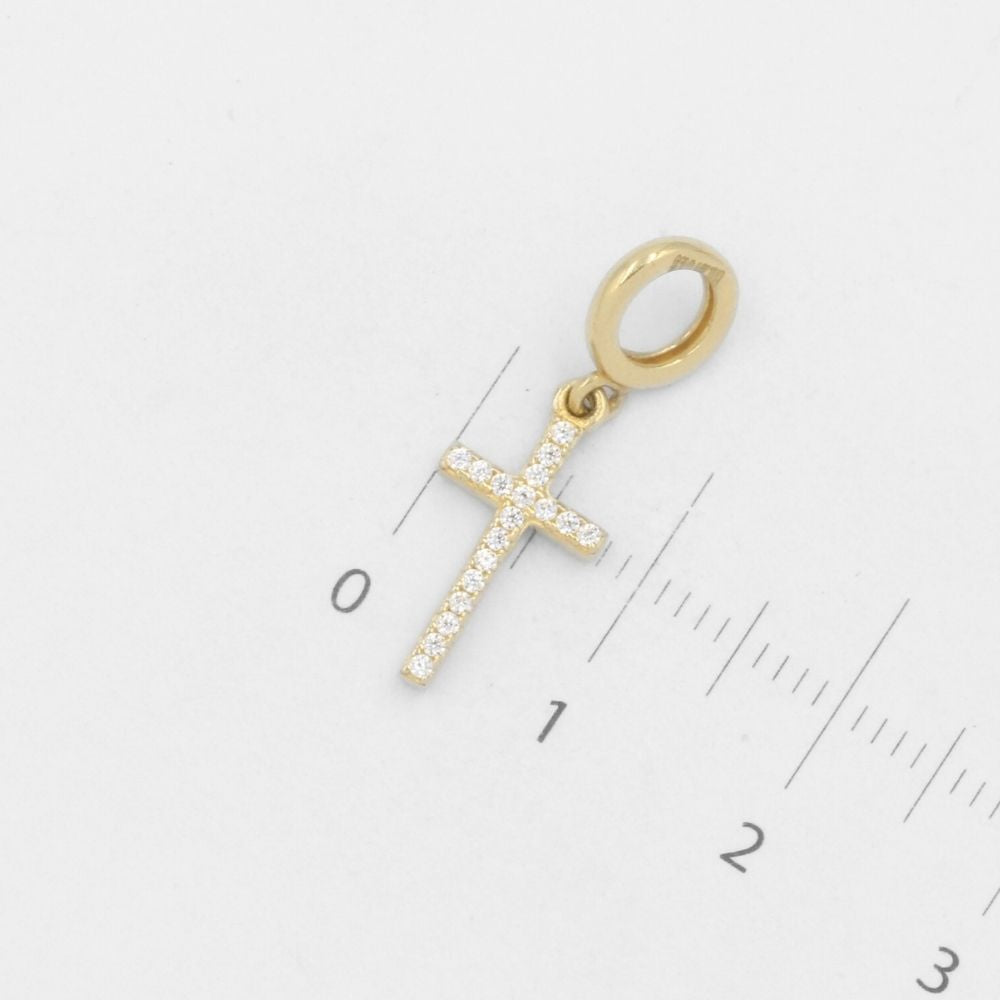 Charm de Oro 14k Aro y Cruz de Zirconias mod. 7805