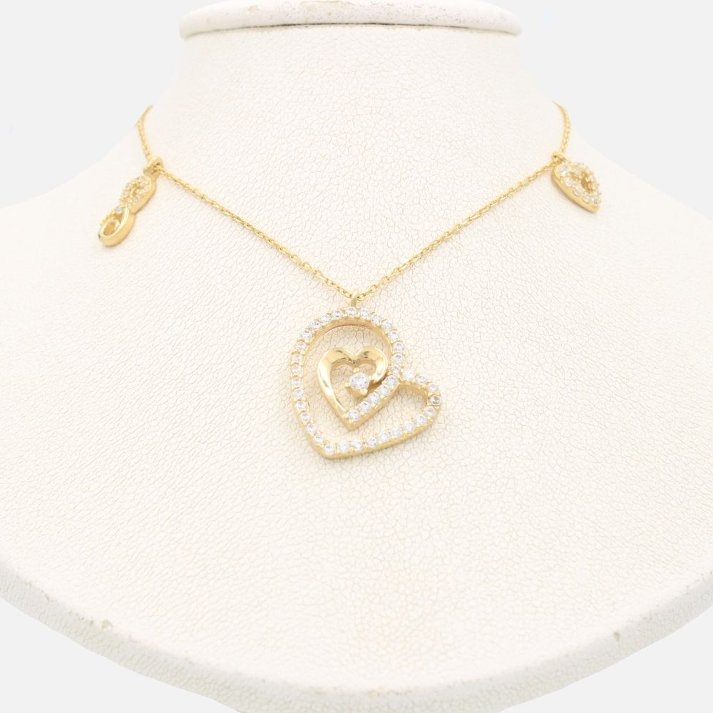 Gargantilla de Oro 14k Corazón Fino con Zirconias y Dijes Especiales mod. 8591