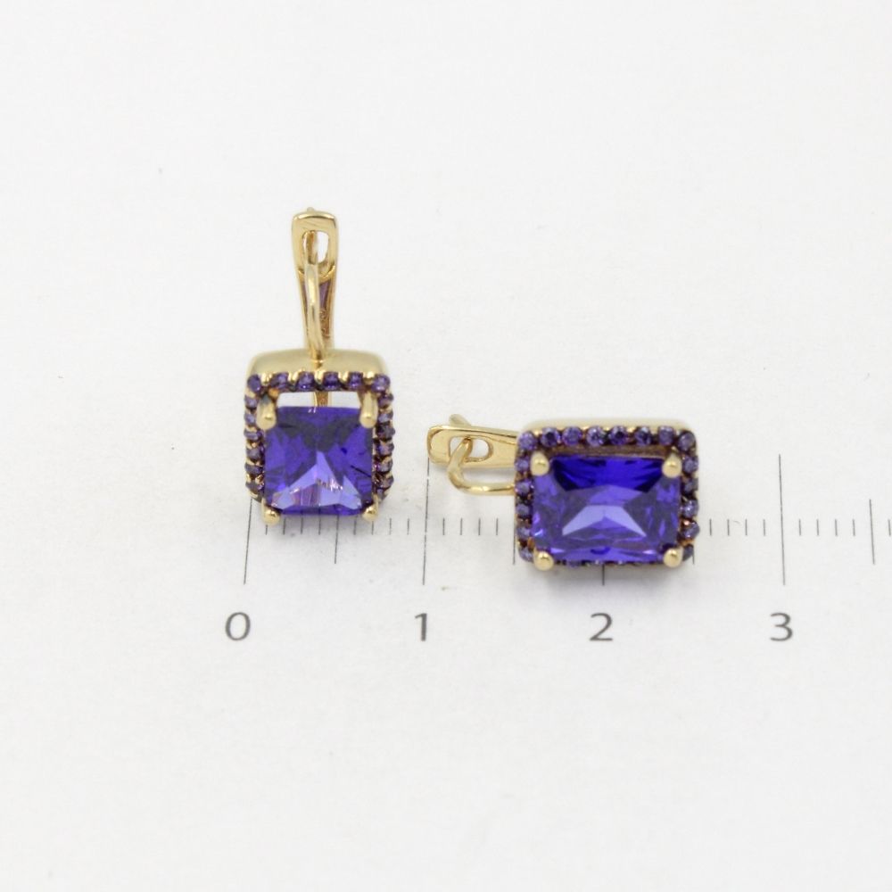 Coordinado de Oro 14k Especial de Diseño Morado Incrustado con Zirconias mod. 8600