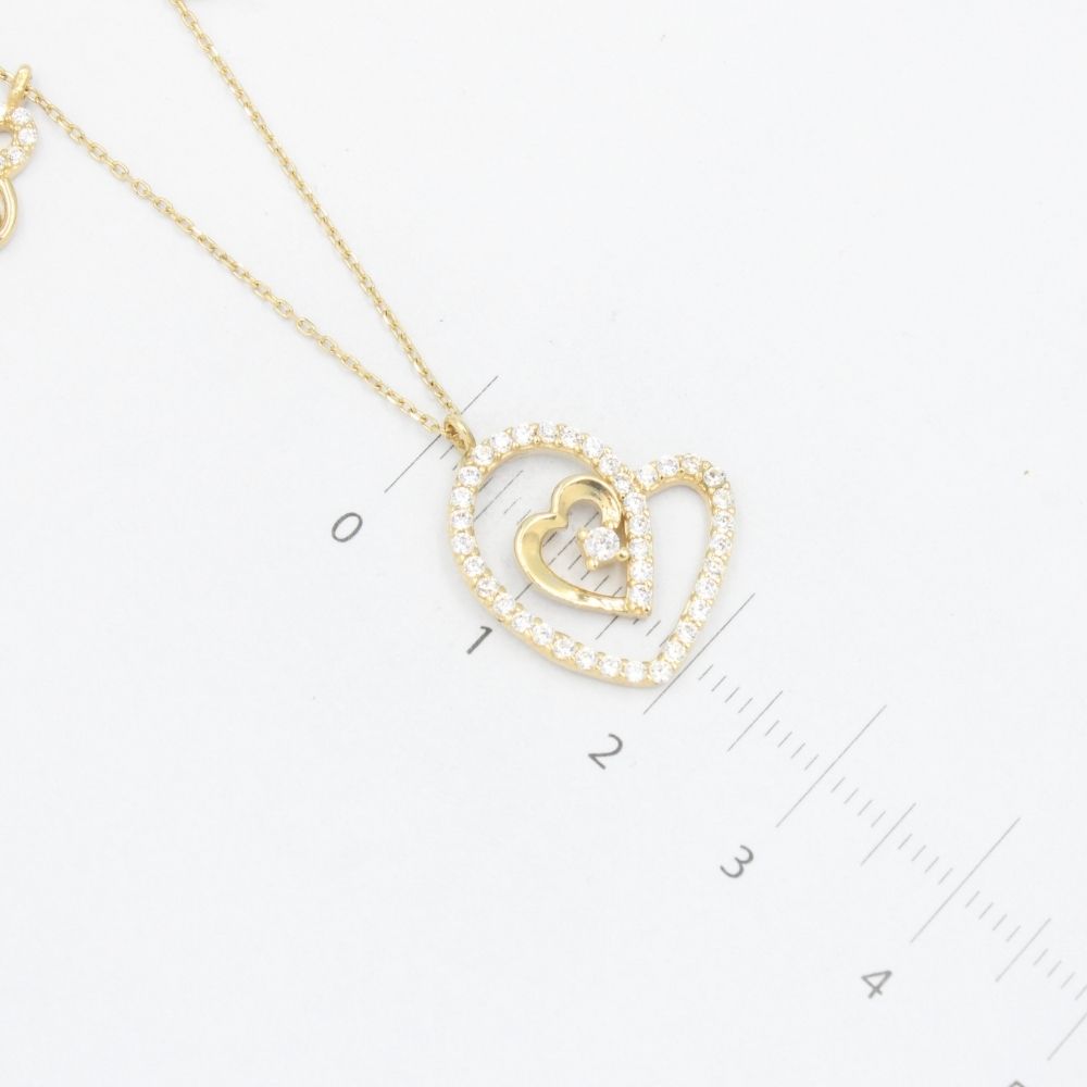 Gargantilla de Oro 14k Corazón Fino con Zirconias y Dijes Especiales mod. 8591